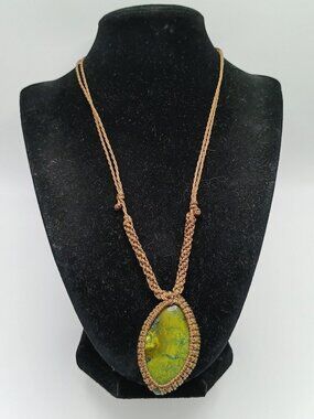 Handmade Macrame Necklace with Natural Serpentine Stone